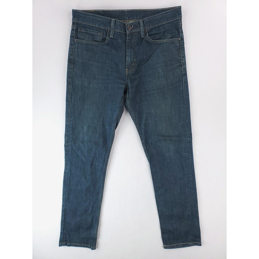 Levis 511 Jeans Mens 34x32 Blue Denim Slim Fit Stretch Slim Leg Zip Fly Red Tab